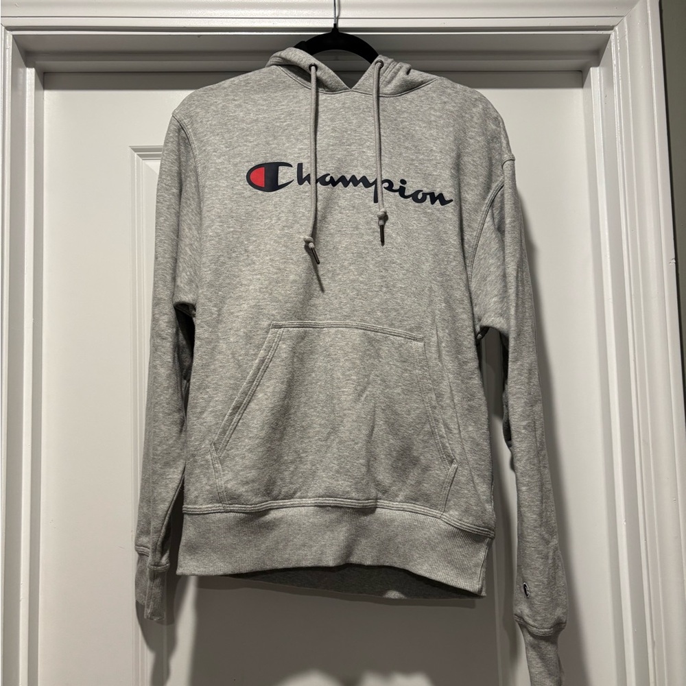 CHAMPION Athleticwear Gray Logo Hoodie Sweatshirt Size Small